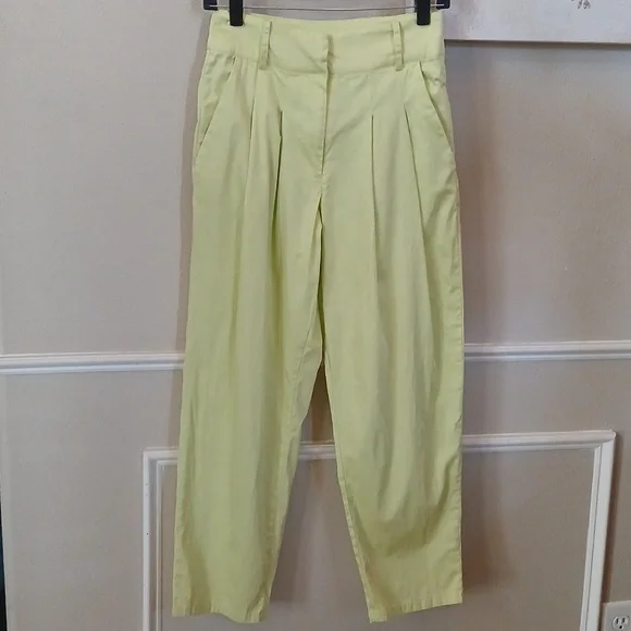 Lime High Waisted Cotton Pleated Pants By Forever 21. Size S - Picture 14 of 17